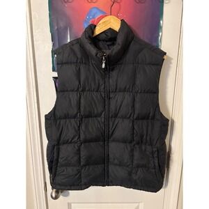 Eddie Bauer Mens Goose Down Puffer Vest Black Quilted Mock Neck Size M